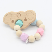 Lovely Baby Nursing Bracelets Wooden Teether Crochet Chew Beads Teething Cartoon Animal Shaped Rattles Toys DIY Pendant Toy 2024 - buy cheap