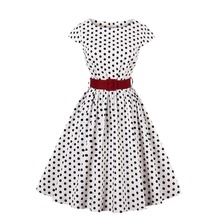 2018 new style Great Dot Print Embellished  Flapper Dress Women 50s 60s  Vintage vestidos retro pleated dress fashion maxiskit 2024 - buy cheap