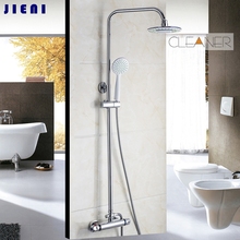 JIENI Bathroom Thermostatic 8 inch Rainfall Shower Head Bathtub Shower Water Tap Shower Set Faucet Mixer Tap Round Head 2024 - buy cheap