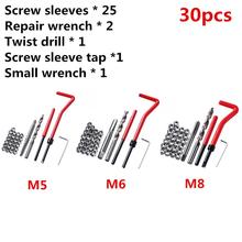 Kit de reparo de chave de torneira, 30 peças ferramentas manuais fio vermelho inserção de fio chave pequena de aço inoxidável kit de ferramentas de reparo m5/m6/m8 2024 - compre barato