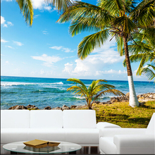 3D-обои beibehang с изображением пальмы, Морского Пейзажа, гостиной, спальни, современного сада, комнаты 2024 - купить недорого