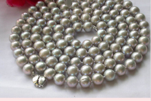 CBN331 красивый 48 "11 мм Круглый Серый fw жемчужное ожерелье 2024 - купить недорого