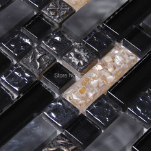 black color glass mixed shell mosaic tiles kitchen backsplash mosaic bathroom shower swimming pool mosaic tiles 2024 - buy cheap