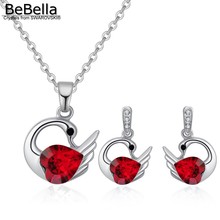 BeBella fashion swan necklace earrings jewelry set Made with Crystals from Swarovski jewelry for women Valentine's Day gift 2024 - buy cheap