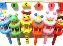 Best Birthday Gift Baby Rainbow Toy kid Pram Crib Handle Wooden Activity Bell Stick Shaker Rattle TOP28 2024 - buy cheap