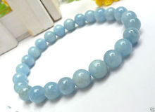 New 8mm Light Blue Aquamarine Gemstone Round Beads elastic Bracelet 7.5" AAA 2024 - buy cheap
