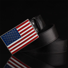 Ремень мужской/женский кожаный с пряжкой в стиле хиппи, с американским флагом 2024 - купить недорого