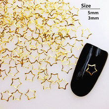 500Pcs/Lot 5mm Gold Silver Hollow Star Rivets Studs Metal Alloy Nail Art Decorations 3D DIY Nail Stickers/Charms 2024 - buy cheap