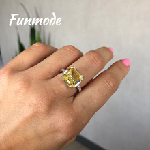 Funmode Top Quality New Arrival Yellow Color Square Shape Cubic Zircon Rings for Women Gift Fashion Jewelry F007R 2024 - buy cheap