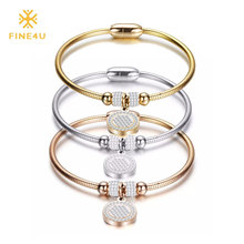 FINE4U B112 Love Snake Chain Bracelet & Bangle 316L Stainless Steel Charm Bracelets 2019 Fashion Magnet Clasps Bracelets 2024 - buy cheap