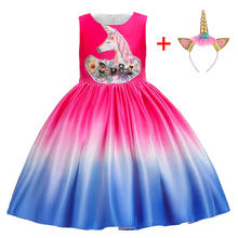 Платье с единорогом для девочек; Костюм на Хэллоуин; Детское платье принцессы для дня рождения; Платье для маленьких девочек; От 3 до 8 лет 2024 - купить недорого