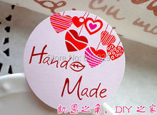 free shipping round "hand made" seal stickers dia.3.5cm/baking decorated stickers/DIY decoration stickers 300 pcs a lot 2024 - buy cheap