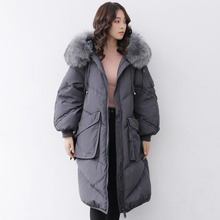 90% Gray Duck Down Jacket 2018 Female Parkas For Winter Jacket Women Long Thicken Parka Natural Raccoon Fur Collar Hooded Coat 2024 - buy cheap