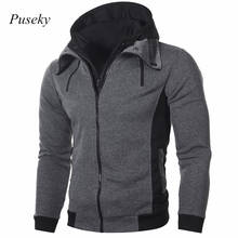 2018 Autumn Winter Fashion Hoodies Double Zipper Leisure Zipper Jacket Hoodies Sweatshirt Slim Men Solid Casual Hooded Jacket 2024 - buy cheap