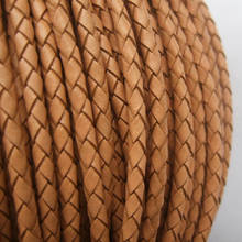 1 Meter 4mm Round Natural Brown Color Braided Real Genuine Leather Cord For Jewelry Accessories 2024 - buy cheap