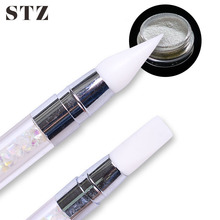 STZ 2-сторонняя силиконовая белая 3d-кисть для вырезания ногтей, хрустальные стразы, ручка для рукоделия, блестящая пудра, скульптура для дизай... 2024 - купить недорого