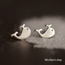 Real 925 Sterling Silver Jewelry For Women Cute Animal Dolphin Fish Earring Stud Small Stud Earring For Girls Wholesale 2024 - buy cheap