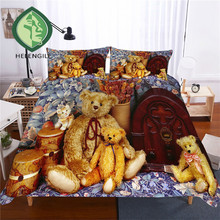 HELENGILI 3D Bedding Set Teddy Bear Print Duvet Cover Set Lifelike Bedclothes with Pillowcase Bed Set Home Textiles #TED-03 2024 - buy cheap