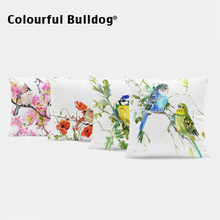 Capa de travesseiro colorida de papagaio, capas de almofadas decorativas de papagaio vermelho com flor rosa, plantas verdes e sofá para casa 2024 - compre barato
