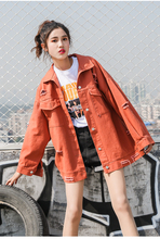 Outono do punk branco vermelho amarelo rosa básico denim buraco jaqueta feminina harajuku jean jaquetas casaco streetwear chaqueta jean rosada veste 2024 - compre barato