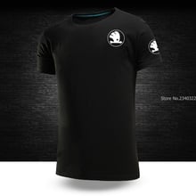 Хлопковая Повседневная футболка с коротким рукавом и круглым вырезом для SKODA, мягкая удобная футболка для мужчин и женщин, Однотонная футболка 2024 - купить недорого