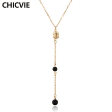 CHICVIE Buddha Head Necklace Long Designer Gold Tassel Necklace For Women Chain Statement Stone Bead Pendant Necklaces SNE190012 2024 - buy cheap