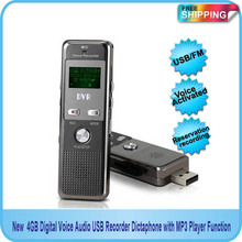 Frete grátis! Novo 4gb de voz digital áudio gravador usb dictaphone com função de rádio fm mp3 player 2024 - compre barato