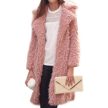 Winter New Faux Fur Coat Female 2019 Turn Down Collar Furry Long Coat Cotton 2024 - buy cheap