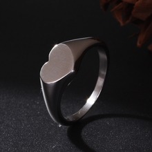 Soulmen simples bonito coração em forma de signet 316l anéis de aço inoxidável para mulheres namorada senhoras dedo anel jóias gravado livre 2024 - compre barato