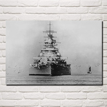 Militar acorazado alemán Bismarck retro nave tela posters de pared foto arte de casa habitación decoración KF851 2024 - compra barato