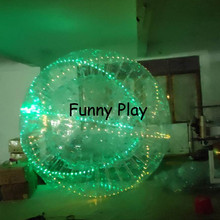 Bola de Zorb inflable con luz led de 0,8mm, Bola de Zorbing de PVC transparente, iluminación de zorb, bola con dos entradas 2024 - compra barato
