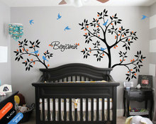Custom Personalized Any Name With Large Beauty Nursery Tree Wall Decals Kids Baby Bedroom Lovely Decoration Vinyl Wall Mural T-7 2024 - buy cheap