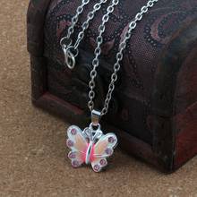 2pcs Pink Enamel Butterfly Alloy Charms Pendants Necklaces Jewelry DIY 23.6 inches Chains A-506d 2024 - buy cheap