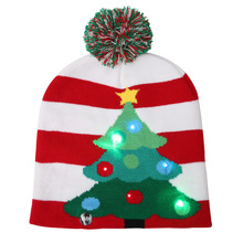 LED Knitted Christmas Beanie Christmas Tree Snowflake Beanie Light Up Warm Hat for Children Adult Christmas Party 2024 - buy cheap