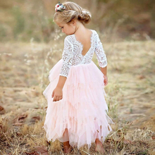 Baby Girl Irregular Elegant Children Dress For Wedding Summer Clothes For Girls 3-8Yrs Princess Tutu Lace Backless Kids Dresses 2024 - buy cheap