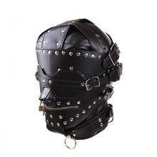 PU Leather Blindfold and Zipper Locking Sex Slave Head Hood  with BDSM Bondage Mask Full Head Harness Fetish Sex Toys For Couple 2024 - buy cheap