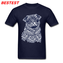 Camiseta de MANDALA de PUG para hombre, camisa azul de diseño elegante, Tops de algodón de talla grande 2024 - compra barato