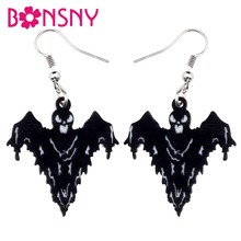 Bonsny Acrylic Halloween Black Ghost Shadow Earrings Drop Dangle Punk Party Decoration Jewelry For Women Girls Charms Wholesale 2024 - buy cheap