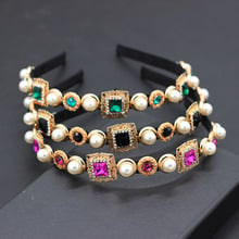 Diadema con diamantes de imitación de estilo barroco para mujer, diadema con diseño geométrico de perlas, estilo retro, 887 2024 - compra barato