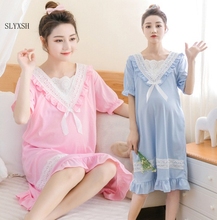 Summer Lace Nightwear Maternity New Dress Nursing Clothes Sleepwear Thin For Pregnant Women Pajamas Cartoon Pyjama Breastfeeding 2024 - buy cheap