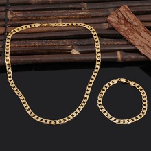 Bangrui Jewelry Sets Men's Fashion Jewelry Sale Trendy Gold  7MM Wide Chain Bracelet Necklace Set Wholesale 2024 - buy cheap