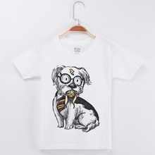 Camisa branca para meninas e meninos, camiseta engraçada com gola redonda de algodão e manga curta 2024 - compre barato