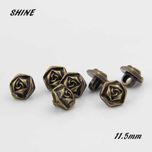 SHINE Plastic Sewing Buttons Scrapbooking Flower Bronze Shank Retro 11.5mm 50 PCs Costura Botones Decorate bottoni botoes 2024 - buy cheap