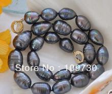 Collar de perlas de 18 pulgadas, collar de perlas negras de agua dulce, Envío Gratis 2024 - compra barato