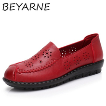 Beyarne sapatos femininos de couro, calçados para mulheres em couro macio, slip-on, primavera verão 2018 2024 - compre barato