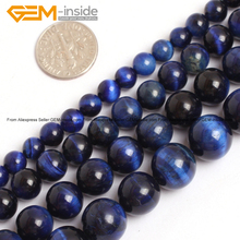 Rondelle lapis azul tigre olho tingido cor espaçador grânulos para fazer jóias pulseiras 6-12mm 15 polegadas jóias diy gem-dentro 2024 - compre barato