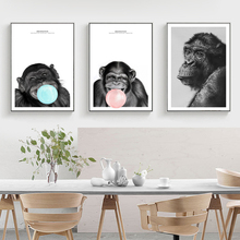 Pósteres e impresiones de animales para la pared de la habitación de los niños, impresiones de chimpancé con colgante con pelo, arte en lienzo, decoración de mono, pinturas artísticas en lienzo 2024 - compra barato