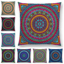 Capa de almofada estilo boho mandala, capa para travesseiro com estampa floral, arco-íris, lua e flores coloridas 2024 - compre barato