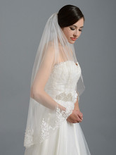 Velo de novia de color blanco, velos de encaje con peine, accesorios de boda 2024 - compra barato