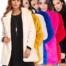 Hirigin Elegant Faux Fur Coat Women 2018 Autumn Winter Warm Soft Fur Jacket Female Plush Overcoat With Pockets Casual Outerwear 2024 - buy cheap